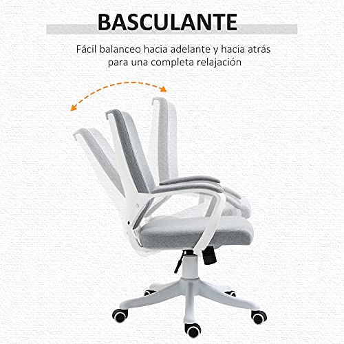 Vinsetto Silla de Oficina Giratoria Silla de Escritorio Ergonómica con Altura Ajustable Reposabrazos Acolchado y Soporte Lumbar Carga Máx. 120 kg 62x69x92-102 cm Gris