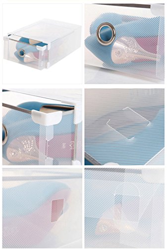 Vinteky 10x Cajas de Zapatos Plegables de Plástico, Cajas para Zapatos Transparente Plástico, Caja para Guardar Zapatos, Calcetines, Juguetes, Cinturones para la Organización de su Hogar, Oficina