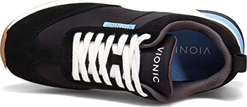 Vionic Zapatillas casuales Curran con cordones de apoyo para mujer que incluyen comodidad en tres zonas con soporte de arco de plantilla ortopédica, tenis para mujer, Gamuza de nailon negro, 40 EU