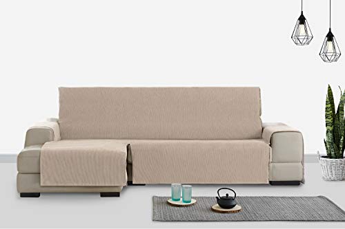 Vipalia Cubre Sofa chaiselongue Ajustable. Funda para Sofa Chaise Longue Brazo Izquierdo Largo. Protector Antimanchas Chenilla. Color Beige. Chaise Largo Izquierda