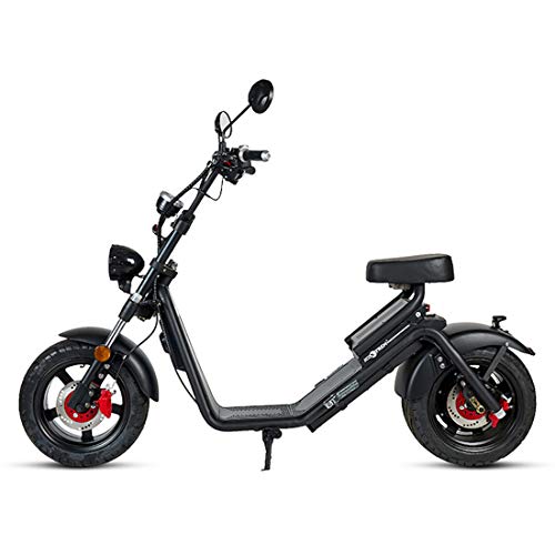 VIRTUE Moto eléctrica Matriculable Scooter de 1200w batería de 60v 20Ah Caigiees Chopper City Coco matricula Color Negro