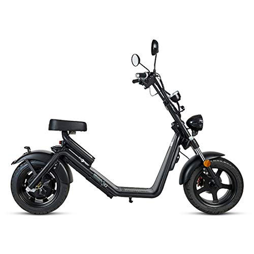 VIRTUE Moto eléctrica Matriculable Scooter de 1200w batería de 60v 20Ah Caigiees Chopper City Coco matricula Color Negro