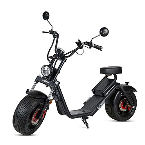 VIRTUE Moto eléctrica Matriculable Scooter de 1200w batería de 60v 20Ah Caigiees Chopper City Coco matricula Color Negro