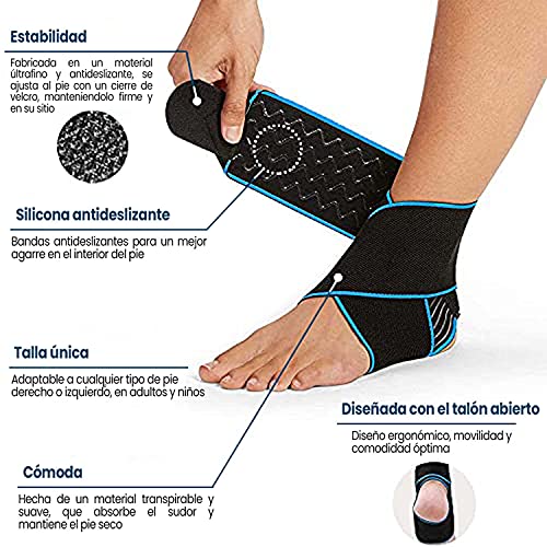 VITA UP | Tobillera Estabilizadora para Esguince y Fascitis Plantar, Protector de Compresión Ajustable y Elástico para el Tobillo, Hombre y Mujer, Deportiva, Correr, Boxeo, Fútbol y Otros (Gris)