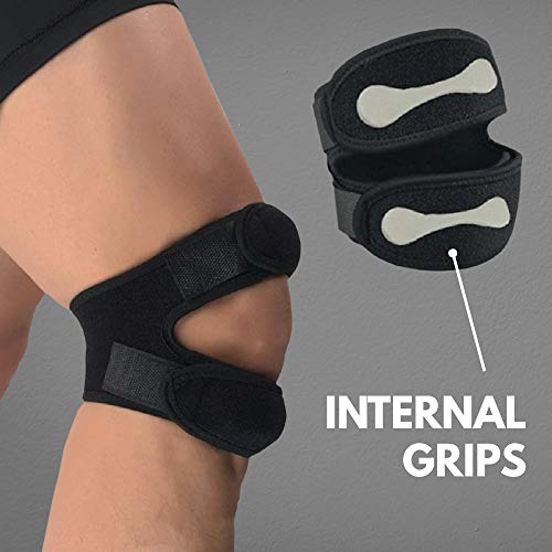 VITTO Correa de soporte para el tendón de la rodilla de la rótula - Rodillera de primera calidad - Correas ajustables - Ayuda con el trote, la tendinitis y el dolor de artritis [medio] [negro]