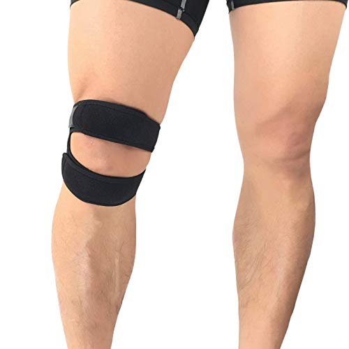 VITTO Correa de soporte para el tendón de la rodilla de la rótula - Rodillera de primera calidad - Correas ajustables - Ayuda con el trote, la tendinitis y el dolor de artritis [medio] [negro]