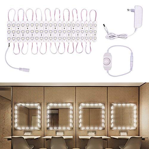 Viugreum Luces LED de Espejo,Luces de camerino,DIY Lámpara para Espejo de maquillaje, Luces Modulos Para espejo,armario,estantería,tocador,60 Bombillas LED