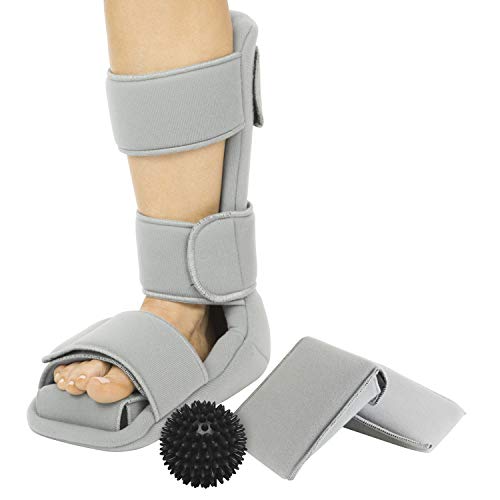 Vive Férula nocturna para fascitis plantar y bola de punto de disparo, soporte médico suave para la pierna – inmovilizador ortopédico No Model , Large, Gris, 1