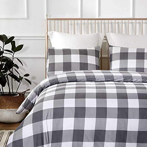 Vivilineneu Juego de Ropa de Cama 150， 3 Piezas Juego de Sabanas de Fibra de Poliéster 240x220cm, Fundas Nordicas Cama Gris Blanco Celosía, Incluye 1 Funda de Edredón y 2 Fundas de Almohada