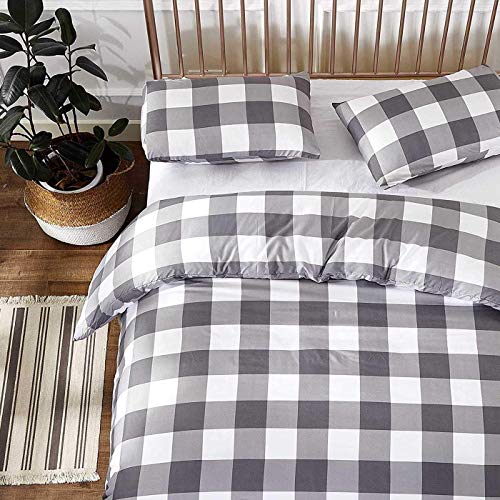 Vivilineneu Juego de Ropa de Cama 150， 3 Piezas Juego de Sabanas de Fibra de Poliéster 240x220cm, Fundas Nordicas Cama Gris Blanco Celosía, Incluye 1 Funda de Edredón y 2 Fundas de Almohada