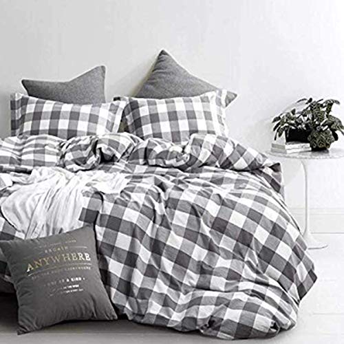 Vivilineneu Juego de Ropa de Cama 150， 3 Piezas Juego de Sabanas de Fibra de Poliéster 240x220cm, Fundas Nordicas Cama Gris Blanco Celosía, Incluye 1 Funda de Edredón y 2 Fundas de Almohada