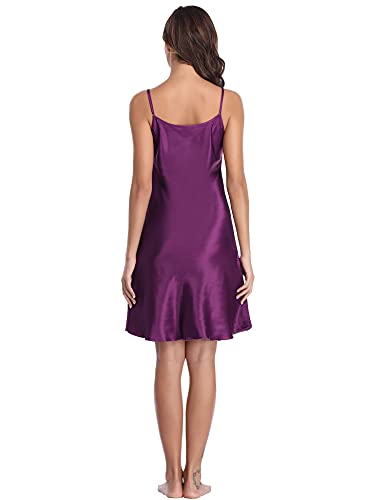 Vlazom Camisn Mujer Seda Sexy Verano Sin Manga Correas Ajustables, Pijamas Sexy Mujer Ligero y Suave Ropa de Dormir,L,Estilo A-Morado Oscuro