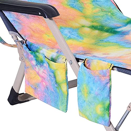 VNFWLDM Cubierta De Silla De Playa, Silla De Playa Towel Piscina Cubierta De Silla con Bolsillos Microfibra Patio Chaise Lounge Sillón Cubierta para Tomar El Sol Cubierta De Silla De Playa,D