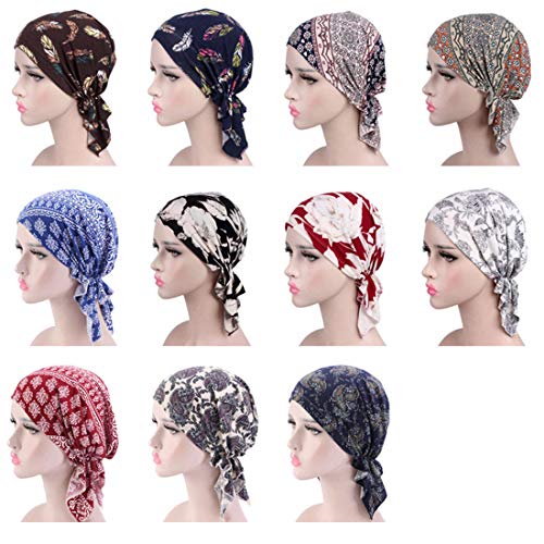 Vobony Mujer Gorros Oncologicos Dormir Suave Moda Pañuelo de Cabeza Algodón Pañuelo Turbante de Quimio Gorra Beanie para Pèrdida de Pelo Cáncer Chemo Noche