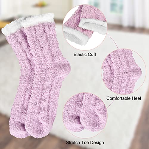 VoJoPi Calcetines Termicos Mujer, 5 pares Suaves Esponjosos Calentitos Calcetines Mujer Invierno, Cómodos Elásticos Calcetines Casa Dormir para Mujeres y Niñas, Tamaño 35-41