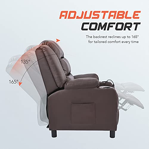 VONLUCE Sillón Relax de Masaje con 8 Nodos Sillón de Masajedor Calefactado con Reposapiés y 2 Portavasos Silla de Masaje para Sala de Estar, Dormitorio y Oficina (marrón)