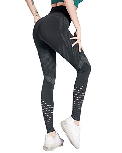 Voqeen Leggings Deportivos Mujer Cintura Alta Pantalones De Yoga De Malla para Running Training Fitness Estiramiento y Pilates