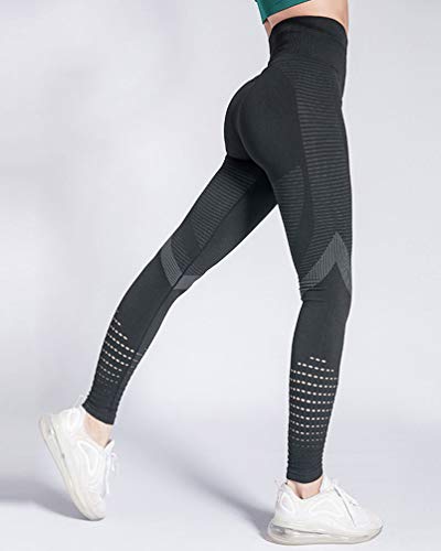 Voqeen Leggings Deportivos Mujer Cintura Alta Pantalones De Yoga De Malla para Running Training Fitness Estiramiento y Pilates