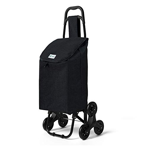 VOUNOT Carro de la Compra con 6 Ruedas para Subir Escaleras, Carrito de la Compra Plegable, Bolsa Impermeable de 32 L, Carbón