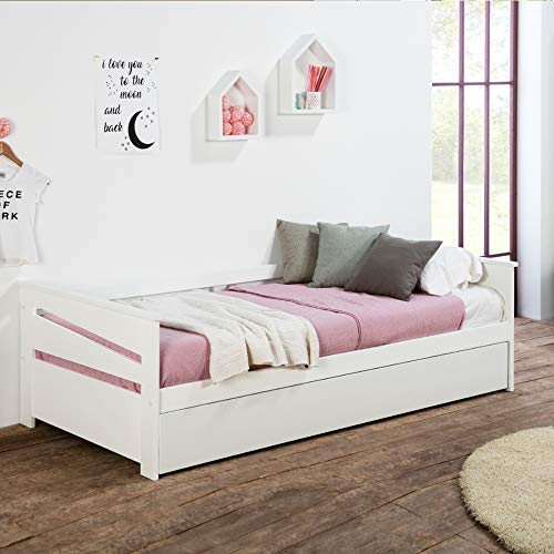 VS Venta-stock Cama Nido Juvenil Emma 90X190, Color Blanco, Dimensiones: 199cm (Largo), 105cm (Ancho) y 62cm (Alto)