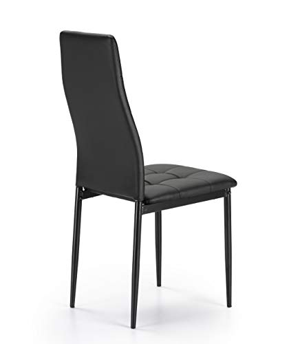 VS Venta-stock Set de 4 sillas Comedor Chelsea tapizadas Negro, certificada por la SGS, 42 cm (Ancho) x 51 cm (Profundo) x 97 cm (Alto)