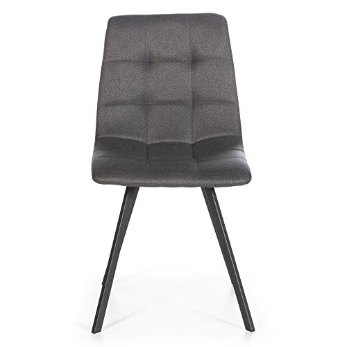 VS Venta-stock Set de 4 sillas Comedor Mila tapizadas Gris Oscuro, certificada por la SGS, 58 cm (Ancho) x 45 cm (Profundo) x 86 cm (Alto)