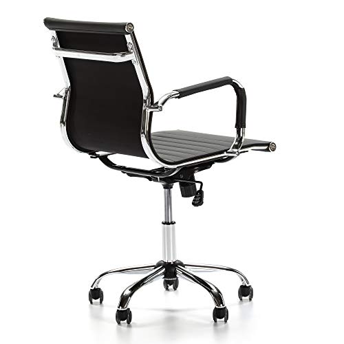 VS Venta-stock Sillón de Oficina Croma reclinable Negro, Piel sintética, Silla ejecutiva con reposabrazos y conjín engrosados, Altura Ajustable, Diseño ergonómico