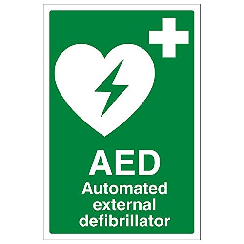 VSafety 31033AU-S'AED - Señal de desfibrilador externo automatizado, 200 mm x 300 mm (paquete de 3)