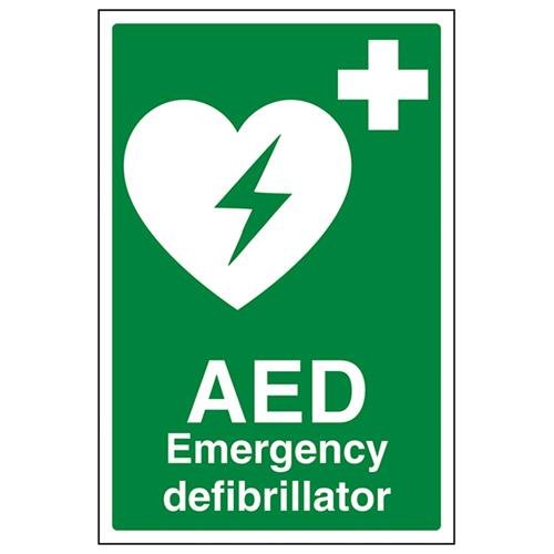 VSafety 31034AU-S - Señal de desfibrilador de emergencia AED (200 mm x 300 mm), color verde