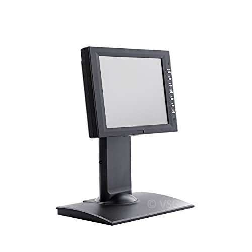 VSG24 92002 – Soporte para Monitor POS, PC o Pantalla Táctil, Brazo de Soporte para Pantalla, Ajustable, Plegable y Regulable, VESA, Metálico, para Pantallas de 10 a 22 Pulgadas - Negro