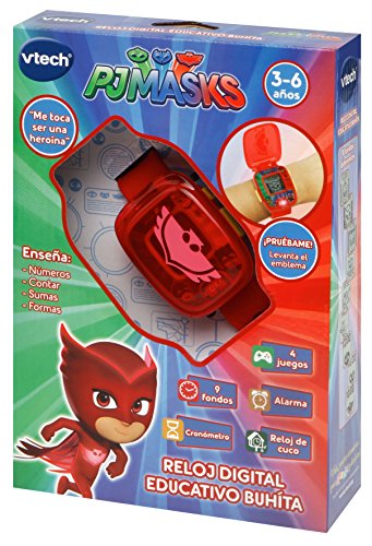 VTech-80-175857 PJ Masks Buhita, Reloj Digital Educativo Que estimula el Aprendizaje e incorpora minijuegos y Actividades, Color Rojo (3480-175857)