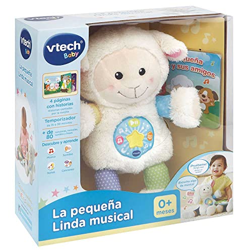 VTech-La pequeña Linda Musical Peluche bebé Interactivo, con Cuentos, Historias y Canciones Que desarrollan el lenguaje y la estimulación Visual y auditiva, Multicolor (3480-506722)