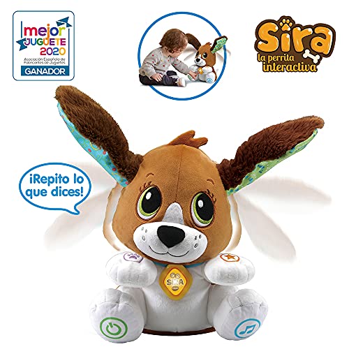 VTech Sira la perrita interactiva, Suave Animal de Peluche Que fomenta la conversación y Repite lo Que Dices, Juguete para bebés +12 Meses-Versión ESP (80-610122) (3480-610122)