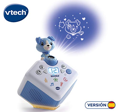 VTech - StoriKid cuentacuentos con proyector, escucha historias, poemas o canciones acompañadas de una proyección, graba tu propia historia, temporizador, luz de noche, color blanco/azul (80-608077)