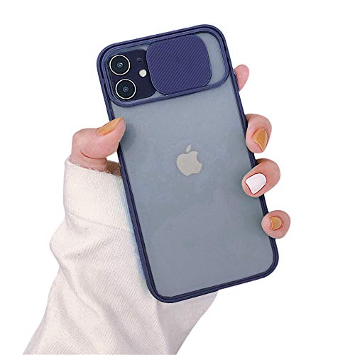 VUTR Funda para iPhone 12/12 Pro antigolpes Funda de Silicona Protectora Negro Satinado [Protector cámaras Deslizante] para iPhone 12/12 Pro de Apple (2020) - Azul