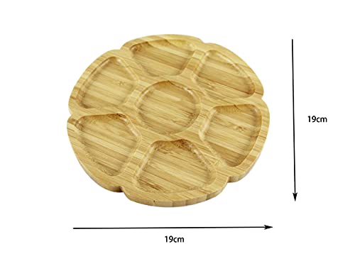 Wagtail Bandeja de Madera Bambu para Comida con divisiones para postres y Aperitivos, Varios Compartimentos. (REDONDO)