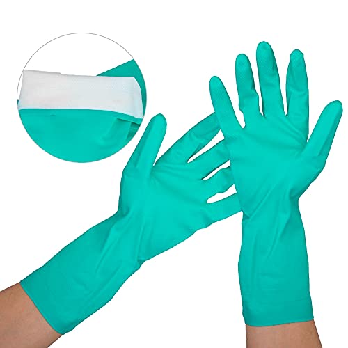 Wandisy Venta loca Guantes resistentes a químicos de nitrilo, guantes de limpieza sin látex resistentes a ácidos fuertes, álcalis, solventes y aceites(#9)