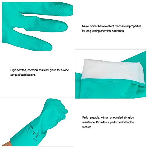 Wandisy Venta loca Guantes resistentes a químicos de nitrilo, guantes de limpieza sin látex resistentes a ácidos fuertes, álcalis, solventes y aceites(#9)