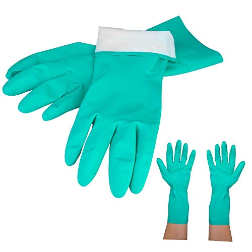 Wandisy Venta loca Guantes resistentes a químicos de nitrilo, guantes de limpieza sin látex resistentes a ácidos fuertes, álcalis, solventes y aceites(#9)