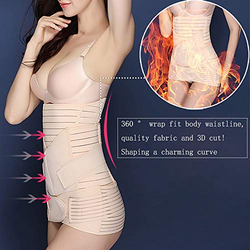 WANYIG Faja Postparto Reductora 3 en 1 Cinturón cómoda de Vientre/Cintura/Pelvis para Mujer y Maternidad Transpirable Elástica (Beige, M)