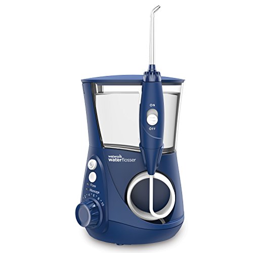 Waterpik Flosser de agua ultra profesional con 7 puntas y sistema avanzado de control de presión con 10 ajustes, herramienta de eliminación de placa dental, azul (WP-663UK)