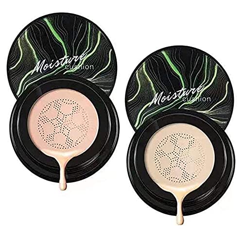 Waterproof Flawless Air Cushion Foundation, Mushroom Head Air Cushion CC Cream Foundation Cover Concealer, Even Skin Tone Makeup Base (Brighten 2pcs)