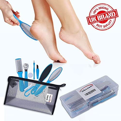 Waxzaa - Kit de pedicura profesional 14 en 1 con lima de pie de acero inoxidable para piel dura muerta | Clipper de uñas de los pies cuidado de los pies para hombres y mujeres en casa/spa