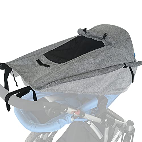 WD&CD Impermeable Funda para Cochecito de Bebé, Toldo Oscuro Universal para Bebés Cochecitos- Parasol Ajustable con Protección UV 50+, Gris