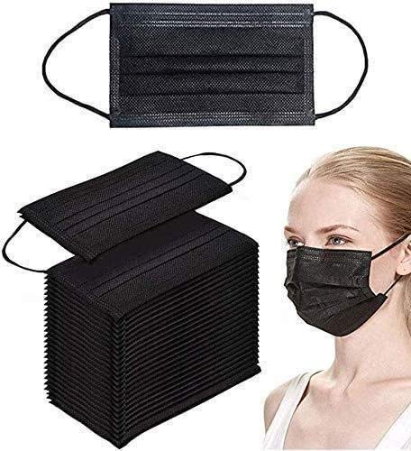 Wean 100 piezas funda protectora negro, gancho para la oreja transpirable, 4 capas, protege la boca, adecuada para actividades al aire libre exteriores e interiores, escuela, parques, unisexo