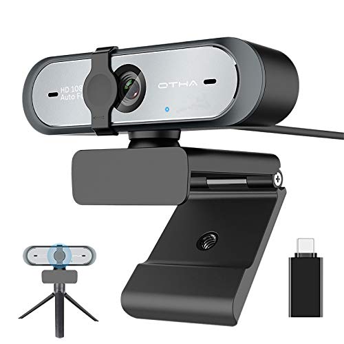 Webcam 60FPS, 1080P FHD Cámara Web para PC con Enfoque automático con micrófono Dual, USB Webcam con corrección automática de luz para Skype, Video Chat