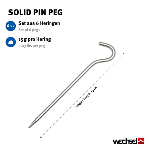 Wechsel Tents Solid Pin Peg - Piquetas Triangulares para Tienda de campaña, 6pcs/Pack