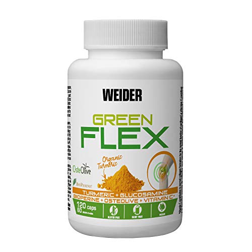 Weider- Green Flex-PROTECTOR Articular 100% Vegano, con cúrcuma, sin Gluten, ni lácteos. 120 cápsulas