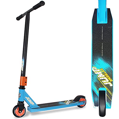 WeLLIFE Patinete Freestyle Acrobático Jump Extreme Stunt Scooter para niños y niñas de aluminio con plataforma reforzada rueda 100 mm rodamientos ABEC 7 (azul)