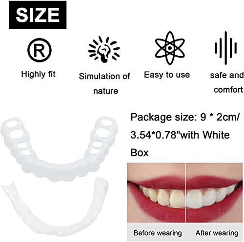 Welling Hombres y Mujeres Dentaduras postizas Carillas Dientes, Dientes cosméticos, Carillas instantáneas Silicona Dental Blanqueamiento Dental Prótesis Temporal Dientes,Upper Teeth + Lower Teeth